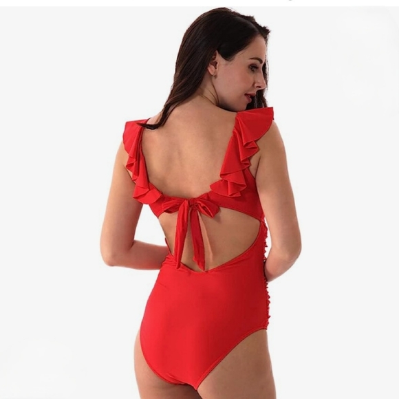 NWT Red One Piece Swimsuit Size L - Picture 6 of 6